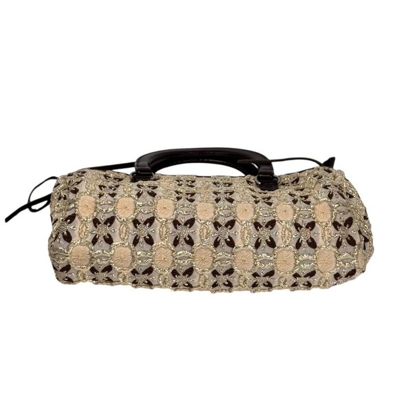 Vintage Prada Bow Cloquet Top Handle Bag Triangle Logo Metallic Evening Bag - Picture 5 of 15